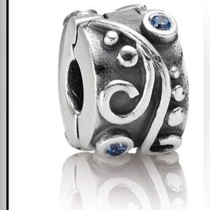 Authentic Pandora Retired  ‘Blue Tendril’ Oxidized S925 Ale CZ Clip charm